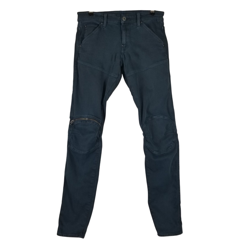 G-Star RAW 5620 3D Zip Knee Skinny Jeans Men 30x34 Navy Blue Biker Moto Techwear